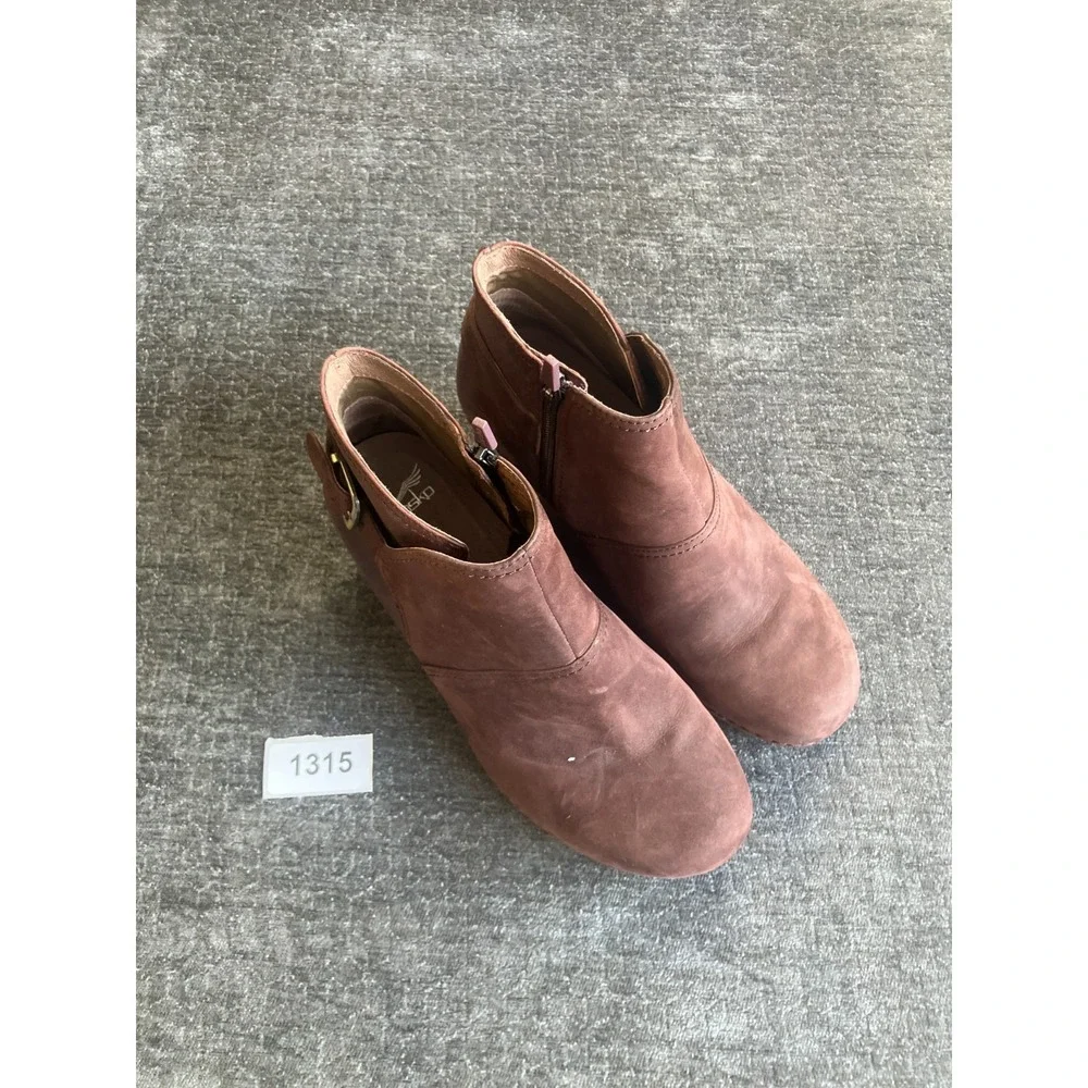 Dansko Shirley Boots Women's US 9.5-10 Brown Leather Wedge Heel Ankle Booties‎